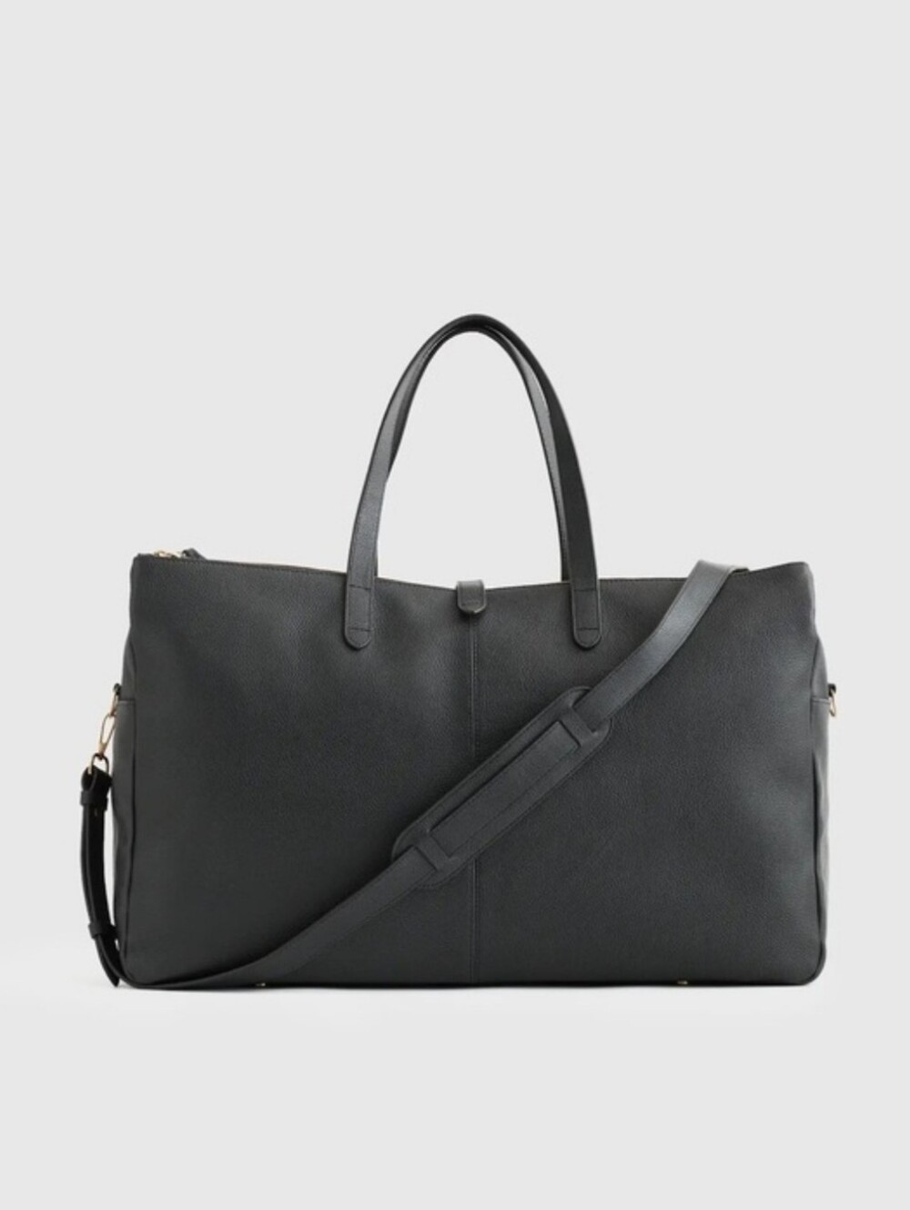 Quince Black Italian Leather Weekender Bag Travel Duffel Tote - Picture 3 of 16